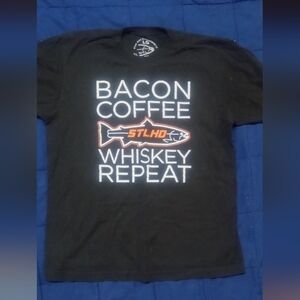 LG Black Graphic Tee with White and Orange Print